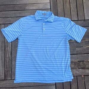 Peter Millar Light Blue Striped Polo Shirt